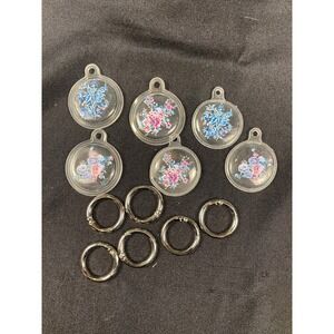 Floral Transparent AirTag Case Set with Silver Carabiner Rings 6 Pack Flower